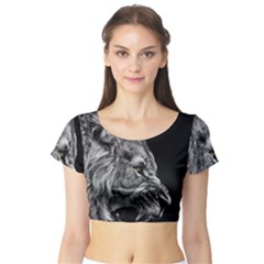 Angry Male Lion Short Sleeve Crop Top