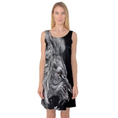 Angry Male Lion Sleeveless Satin Nightdress