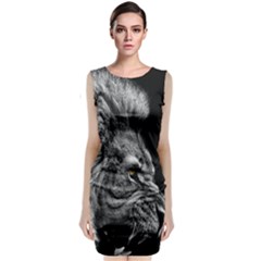 Angry Male Lion Sleeveless Velvet Midi Dress