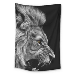 Angry Male Lion Large Tapestry by Jancukart