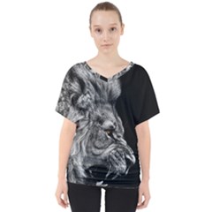 Angry Male Lion V-neck Dolman Drape Top