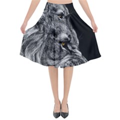 Angry Male Lion Flared Midi Skirt by Jancukart