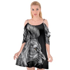 Angry Male Lion Cutout Spaghetti Strap Chiffon Dress