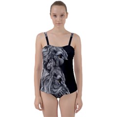 Angry Male Lion Twist Front Tankini Set