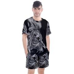 Angry Male Lion Men s Mesh Tee And Shorts Set