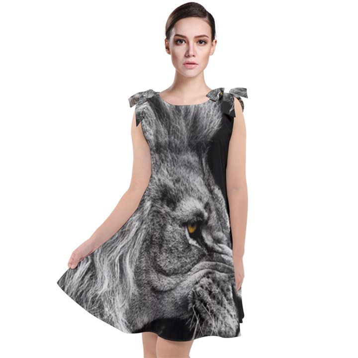 Angry Male Lion Tie Up Tunic Dress