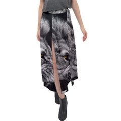 Angry Male Lion Velour Split Maxi Skirt by Jancukart