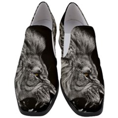 Angry Male Lion Women Slip On Heel Loafers