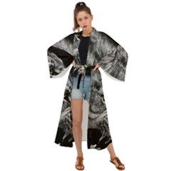 Angry Male Lion Maxi Kimono by Jancukart