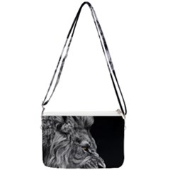 Angry Male Lion Double Gusset Crossbody Bag