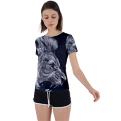 Angry Male Lion Back Circle Cutout Sports Tee