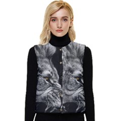 Angry Male Lion Women s Short Button Up Puffer Vest by Jancukart