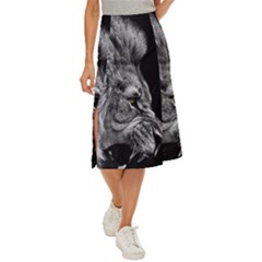 Angry Male Lion Midi Panel Skirt