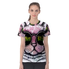 Black-cat-head Women s Sport Mesh Tee