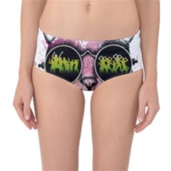 Black-cat-head Mid-waist Bikini Bottoms