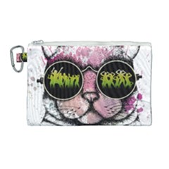 Black-cat-head Canvas Cosmetic Bag (large)