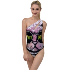 Black-cat-head To One Side Swimsuit