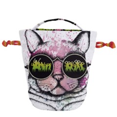 Black-cat-head Drawstring Bucket Bag