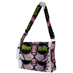 Black-cat-head Full Print Messenger Bag (l) by Jancukart