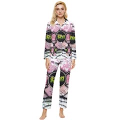 Black-cat-head Womens  Long Sleeve Velvet Pocket Pajamas Set