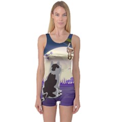 Cat-kitty-mouse-mice-escape-trick One Piece Boyleg Swimsuit