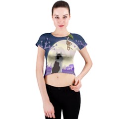 Cat-kitty-mouse-mice-escape-trick Crew Neck Crop Top