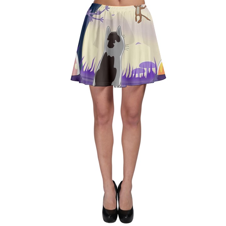 Cat-kitty-mouse-mice-escape-trick Skater Skirt