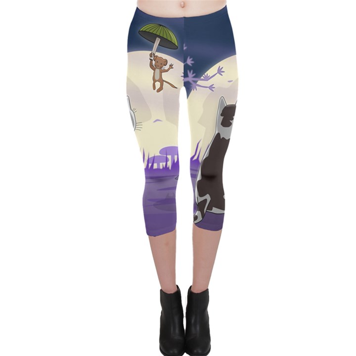 Cat-kitty-mouse-mice-escape-trick Capri Leggings 