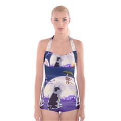 Cat-kitty-mouse-mice-escape-trick Boyleg Halter Swimsuit 