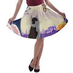 Cat-kitty-mouse-mice-escape-trick A-line Skater Skirt