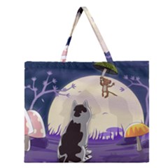 Cat-kitty-mouse-mice-escape-trick Zipper Large Tote Bag