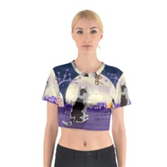 Cat-kitty-mouse-mice-escape-trick Cotton Crop Top