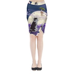 Cat-kitty-mouse-mice-escape-trick Midi Wrap Pencil Skirt