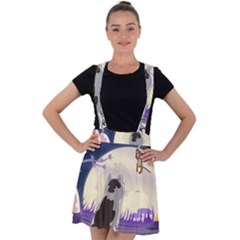 Cat-kitty-mouse-mice-escape-trick Velvet Suspender Skater Skirt