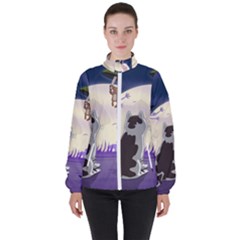 Cat-kitty-mouse-mice-escape-trick Women s High Neck Windbreaker