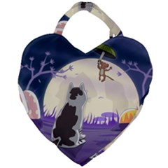 Cat-kitty-mouse-mice-escape-trick Giant Heart Shaped Tote