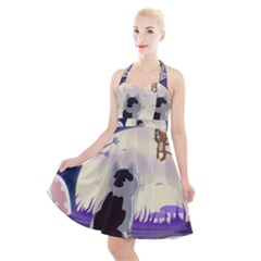 Cat-kitty-mouse-mice-escape-trick Halter Party Swing Dress 