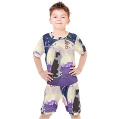 Cat-kitty-mouse-mice-escape-trick Kids  Tee And Shorts Set