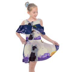 Cat-kitty-mouse-mice-escape-trick Kids  Shoulder Cutout Chiffon Dress