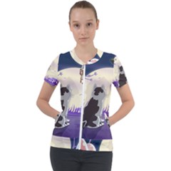 Cat-kitty-mouse-mice-escape-trick Short Sleeve Zip Up Jacket