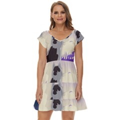 Cat-kitty-mouse-mice-escape-trick Short Sleeve Tiered Mini Dress