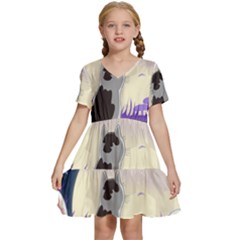 Cat-kitty-mouse-mice-escape-trick Kids  Short Sleeve Tiered Mini Dress