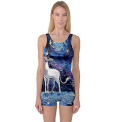 Unicorn Starry Night One Piece Boyleg Swimsuit