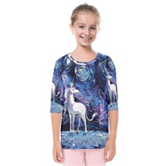 Unicorn Starry Night Kids  Quarter Sleeve Raglan Tee