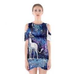 Unicorn Starry Night Shoulder Cutout One Piece Dress