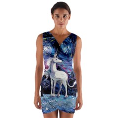 Unicorn Starry Night Wrap Front Bodycon Dress