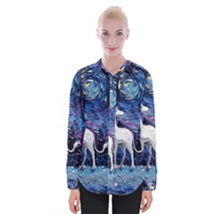 Unicorn Starry Night Womens Long Sleeve Shirt