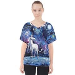 Unicorn Starry Night V-neck Dolman Drape Top