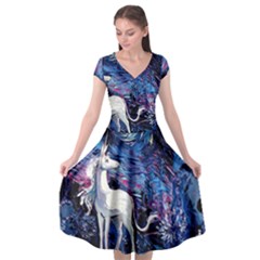 Unicorn Starry Night Cap Sleeve Wrap Front Dress