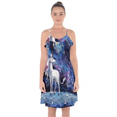 Unicorn Starry Night Ruffle Detail Chiffon Dress